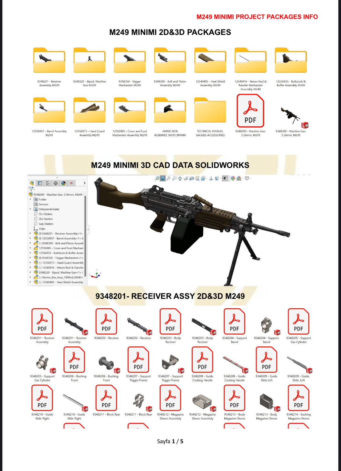 M249 Official Blue Prints 2D 3D files