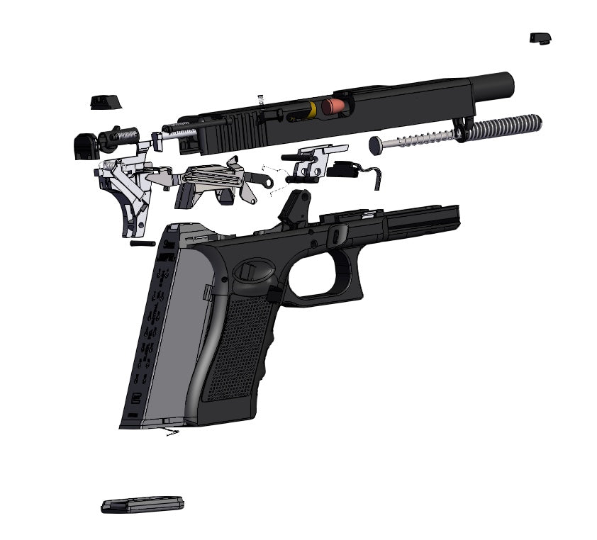 Glock 18C CAD 3D model for Research, Study, Training and 3D printing