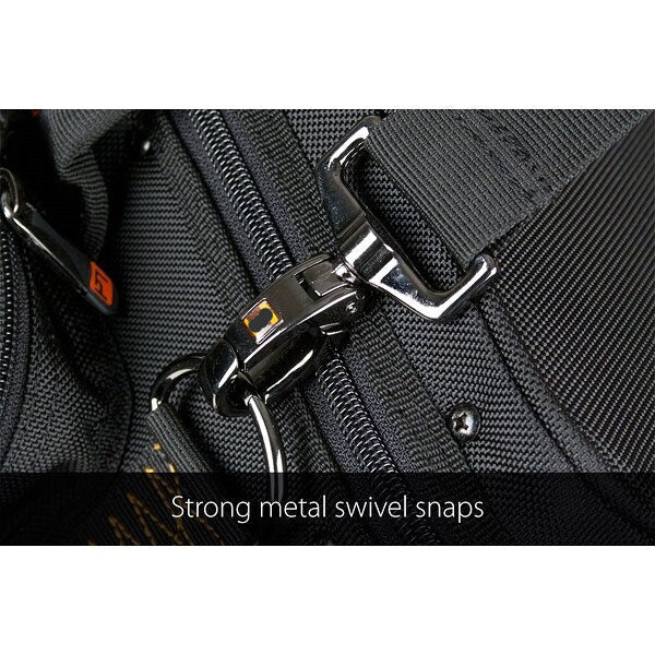 Adjustable ends of the 2-inch shoulder strap with buckles
