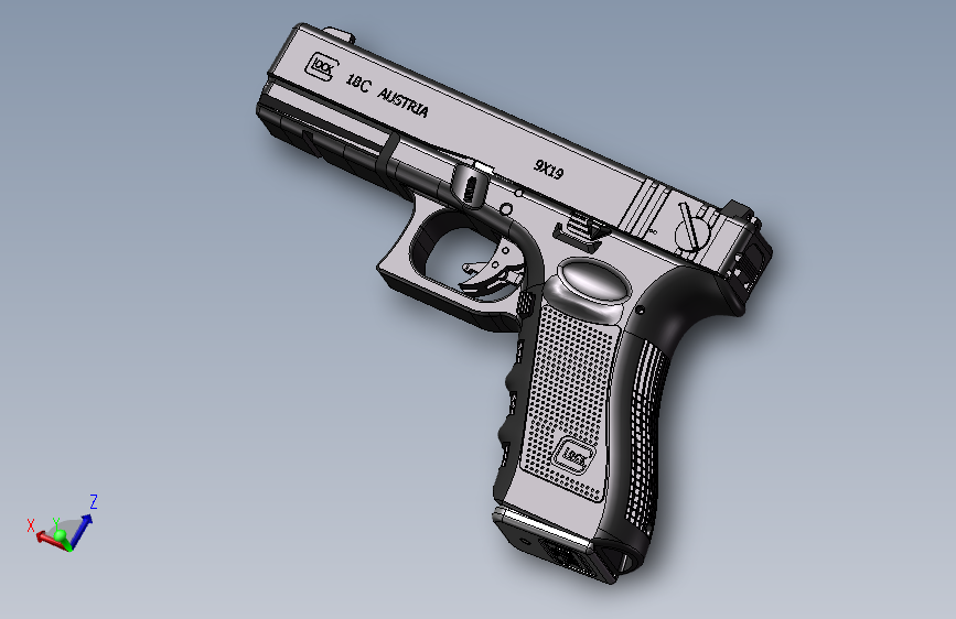 Glock 18c 3d cad model for cnc 3d printing