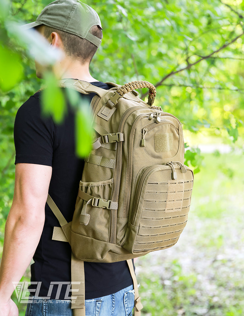 PULSE tactical daypack showing hydration routing compatibility