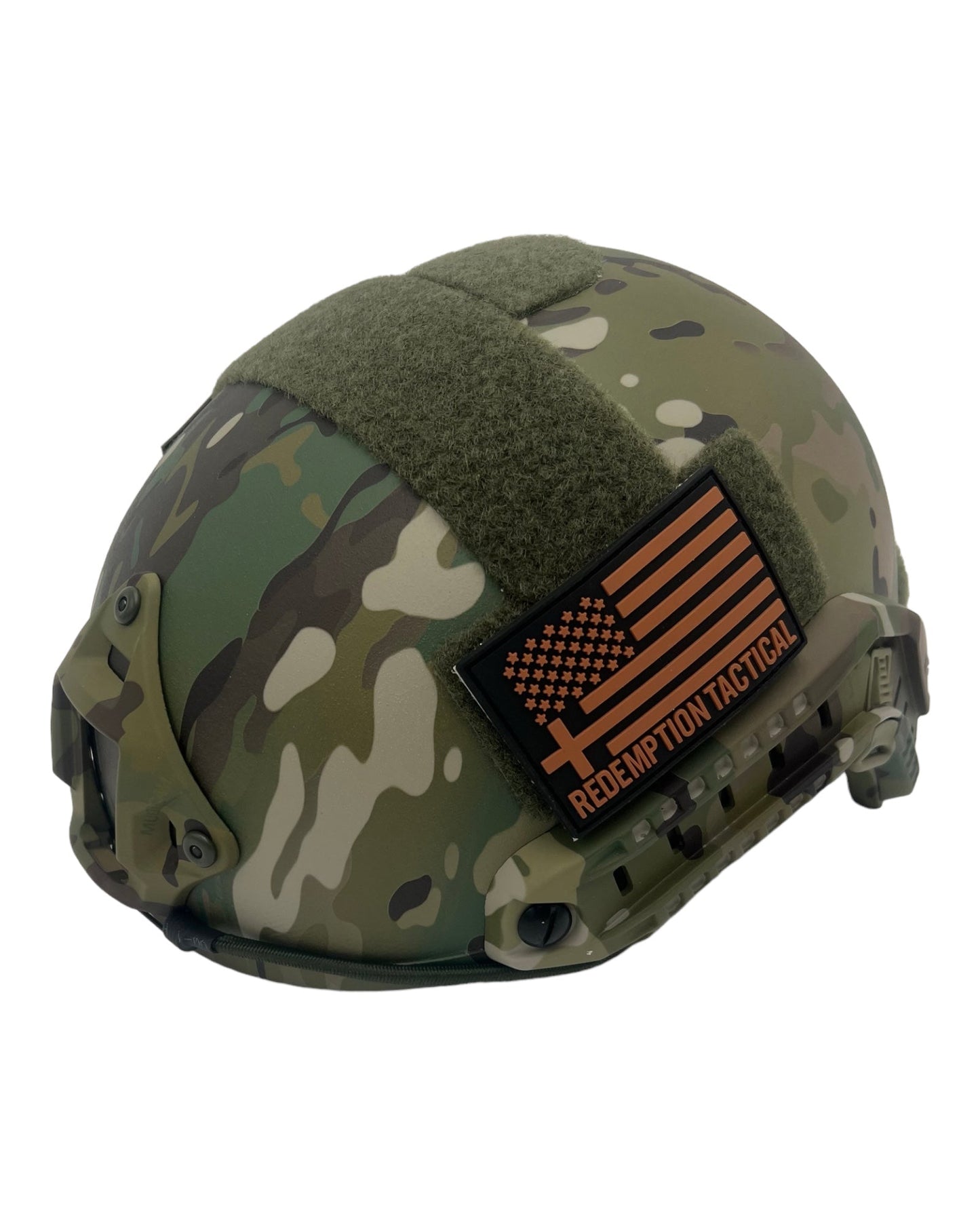 RT2 ballistic tactical helmet with NVG mount and Arc rails, designed for military and law enforcement use