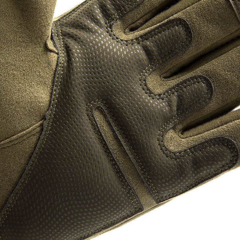 RT Crusader Gloves in Army Green – Featuring knuckle protection, a velcro wrist strap, and breathable holes for enhanced hand protection during tactical operations