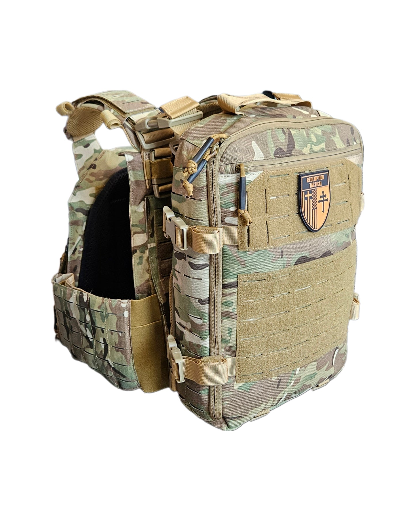 Crusader 2.0 Full Armor Combo in OCP Camo with 10x12 Level IV front and back plates, plate carrier, and mag pouch by Redemption Tactical and Green Tip Surplus