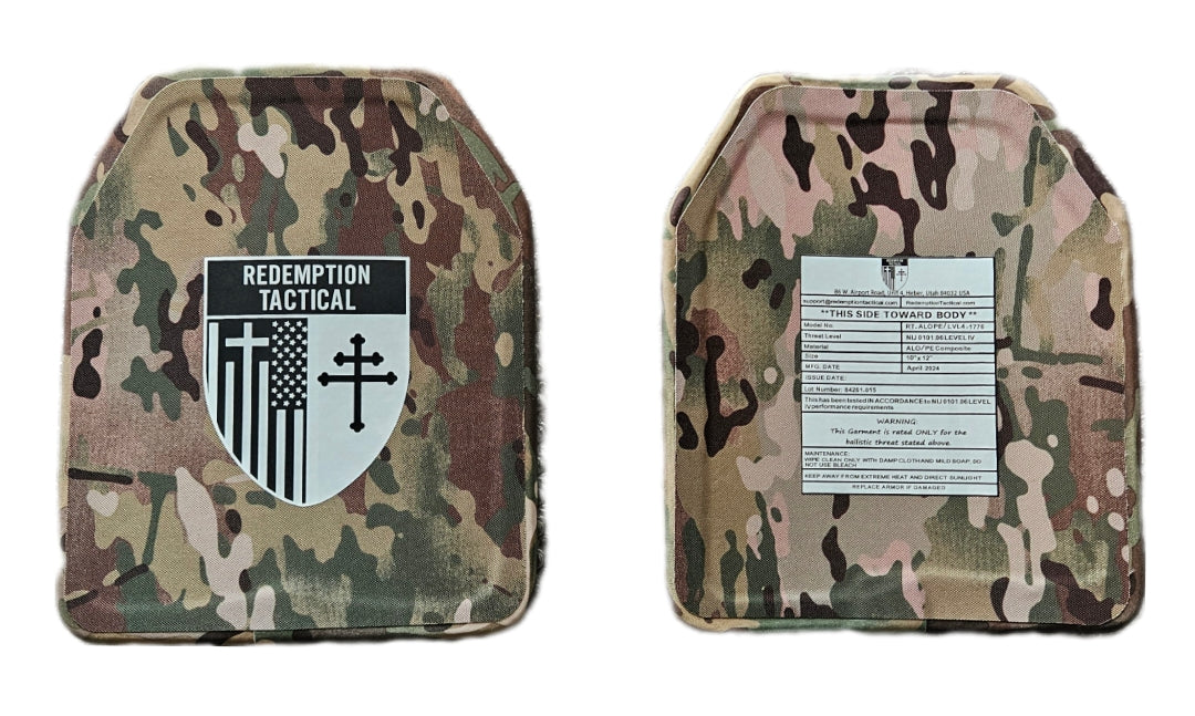 Archangel 2.0 Armor Combo Kit from Green Tip Surplus: (2) 10x12 Level IV plates, (2) 6x8 Level IIIA side plates, Archangel 2.0 carrier, zippered pack, anti-sweat pads, and St. Michael Archangel Cross. Perfect for military, law enforcement, and tactical operations. Tested to withstand armor-piercing rounds up to 30-06 Black Tip