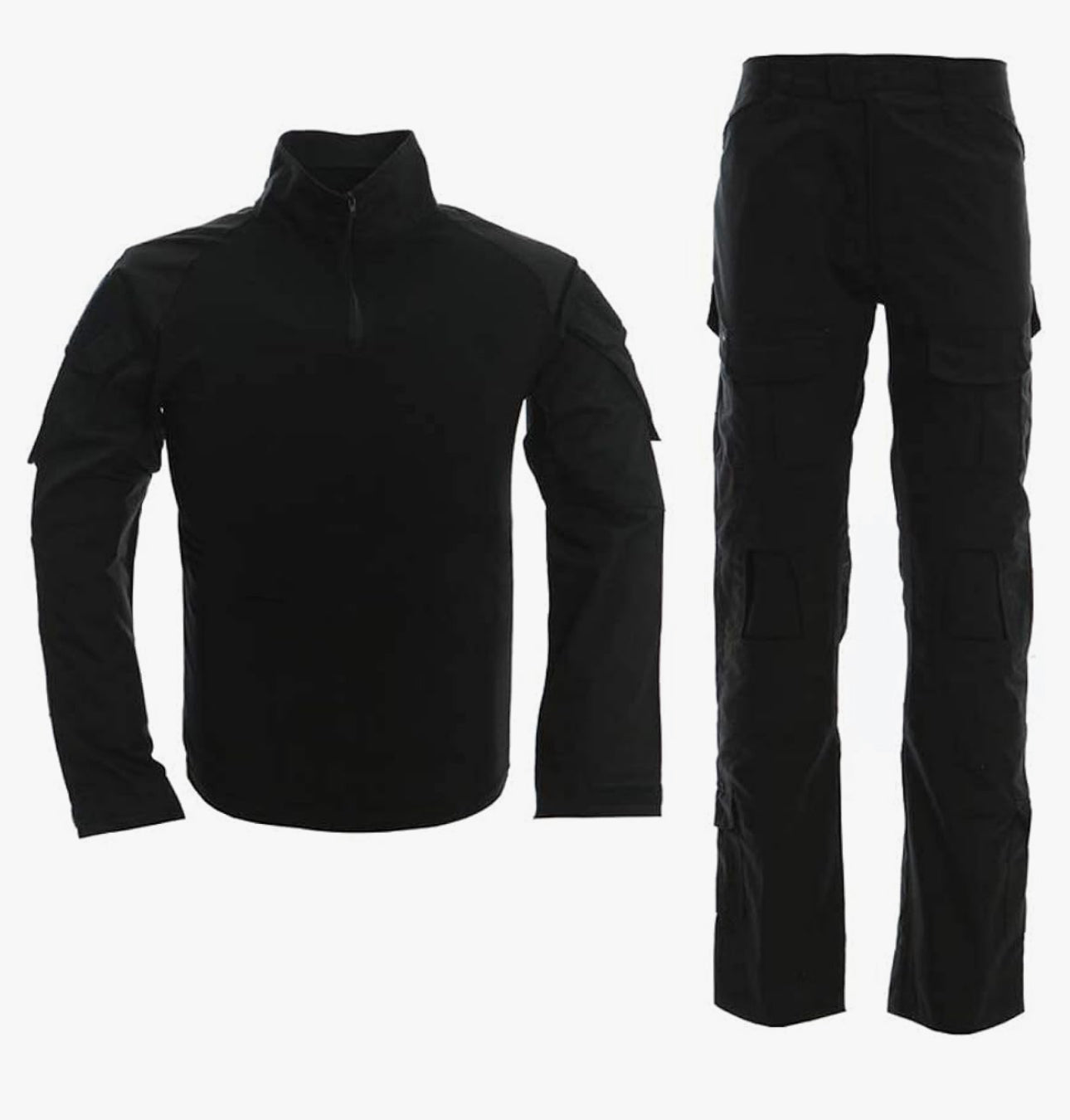 Crusader 2.0 Uniform with Elbow and Knee Pads by Green Tip Surplus, featuring a shirt and pants designed for tactical operations. Multiple pockets for gear storage and available in sizes ranging from Small to 5XL,