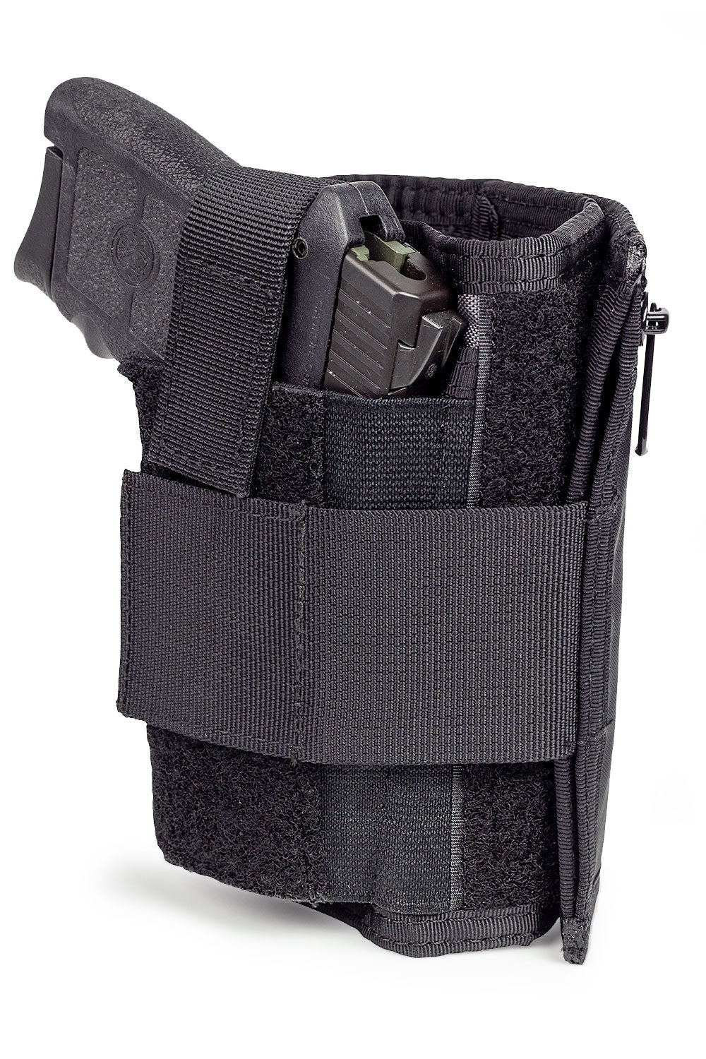 "Discreet Hide-Away Security Wallet with an ankle holster for concealed carry of a micro-pistol."