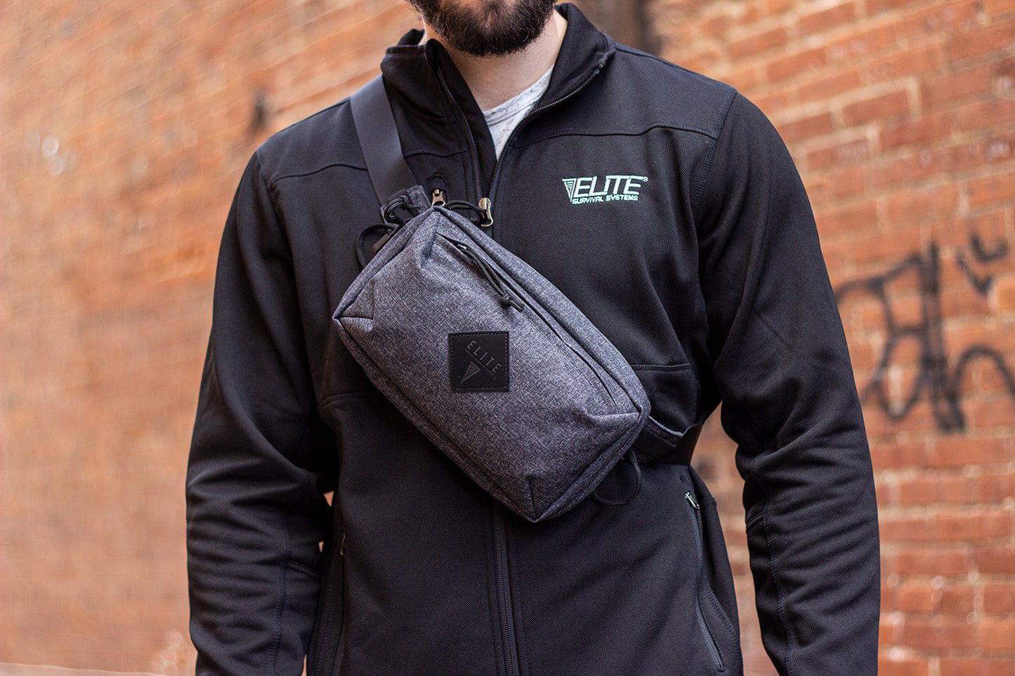 Man wearing HIP Gunner Concealed Carry Fanny Pack crossbody style.
