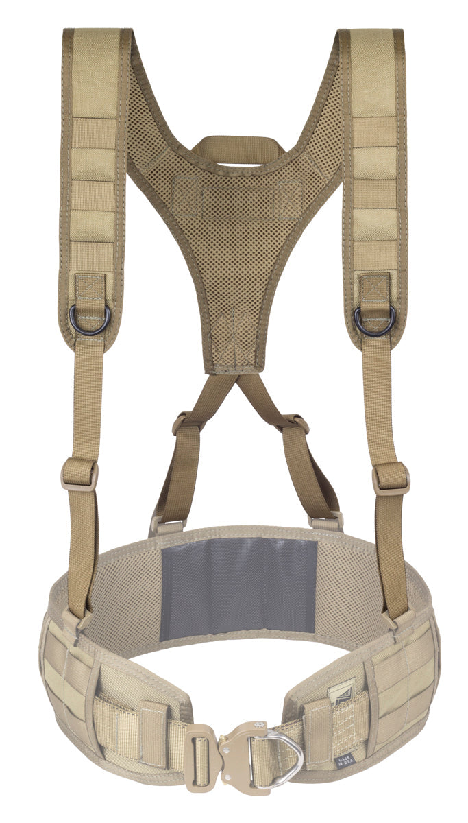 lightweight tactical battle belt harness in black – front view