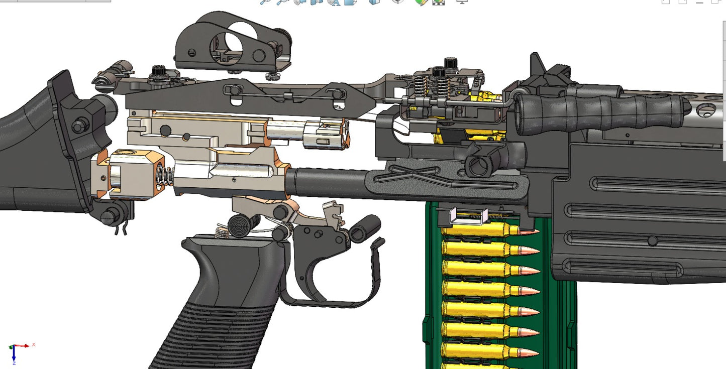 M249 SAW 2D 3D LMG US ARMY Files Blue Print