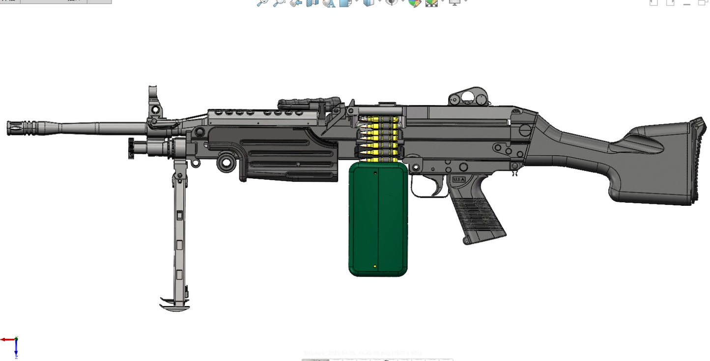 M249 SAW 3D 2D Blue prints complete official