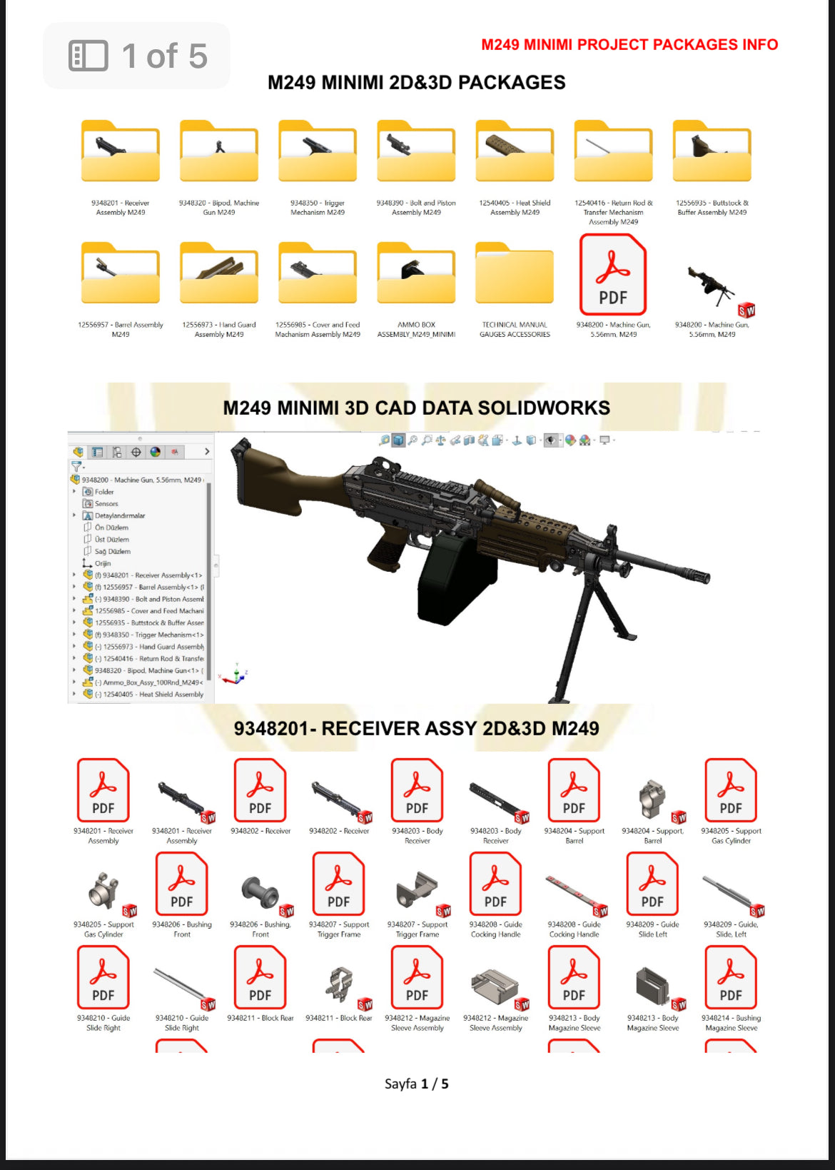 M249 SAW US Army LMG 5.56 Blue Prints official 2D 3D