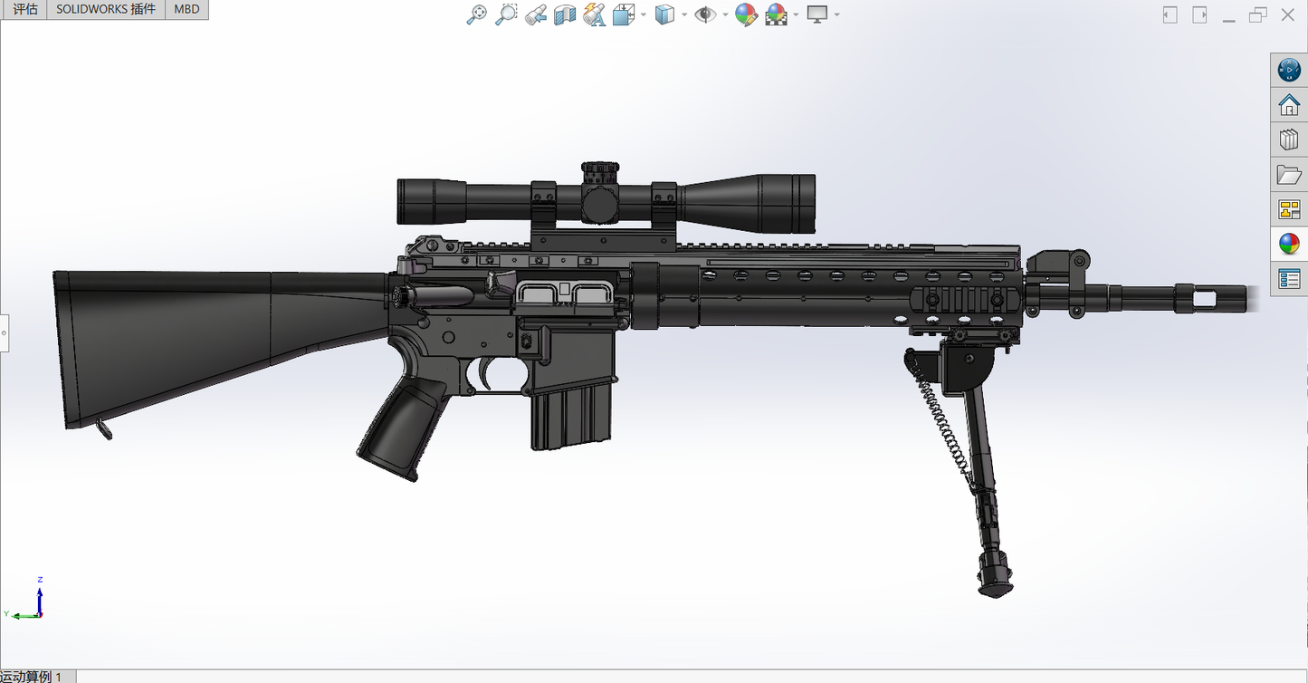 Mk 12 PSR Rifle for US spec forces cad 3d model complete