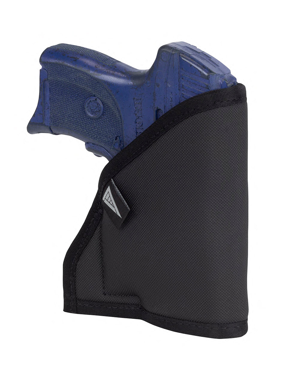 Pocket holster front view in black with non-slip material
