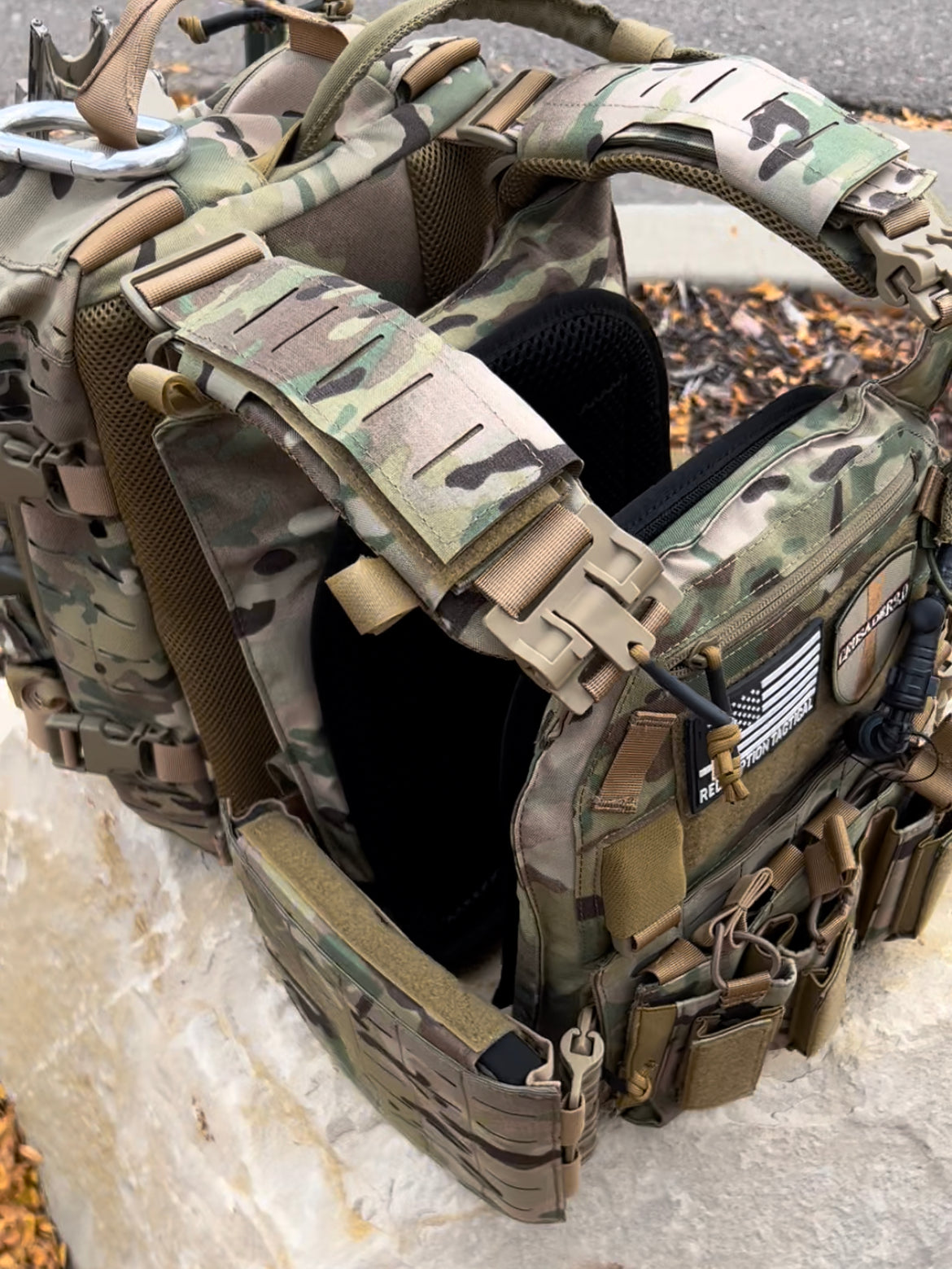Multicam Cordura Crusader 2.0 Armor Combo with Level IV plates, triple mag pouch, and padded carrier bag built for rugged missions by green tip surplus