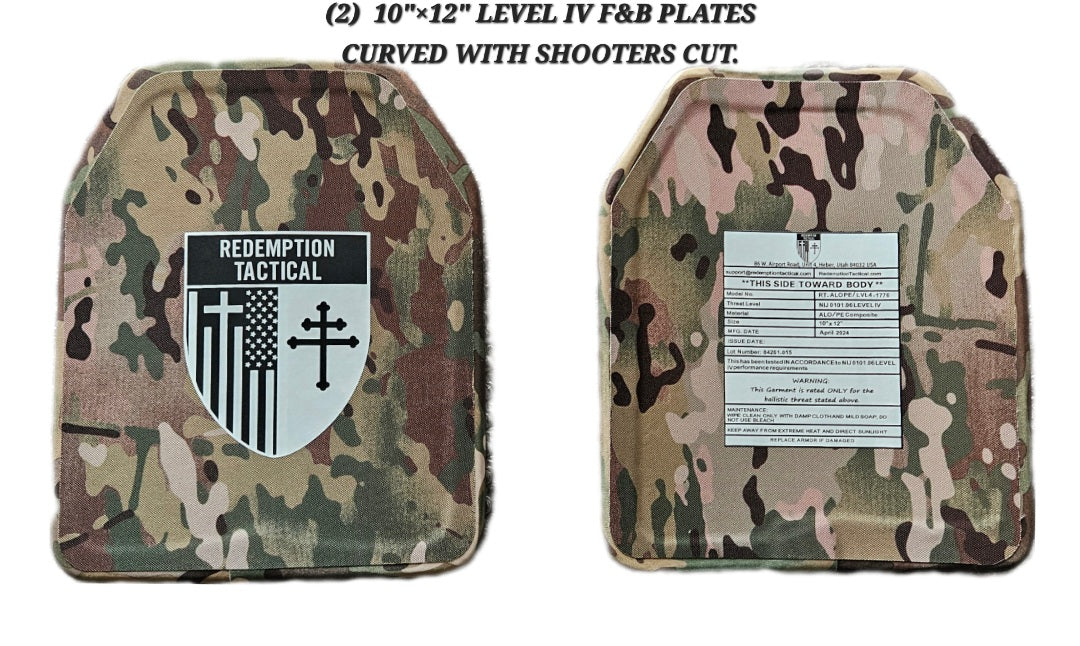 CRUSADER 2.0 ARMOR KIT Front/Back Plates LIGHTWEIGHT LEVEL IV (2) 10x12 Front/Back Plates Full Kit