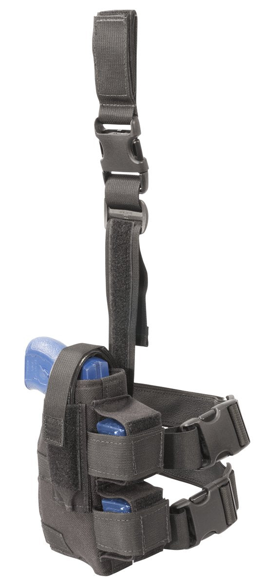 Taser Thigh Holster in black for X26 with dual cartridge pouches