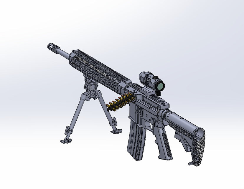 AR 15 5.56belt Fed Complete kit cad model for 3d printinh