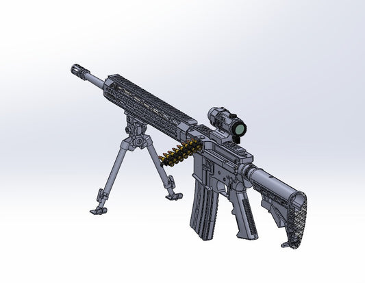 AR 15 5.56belt Fed Complete kit cad model for 3d printinh