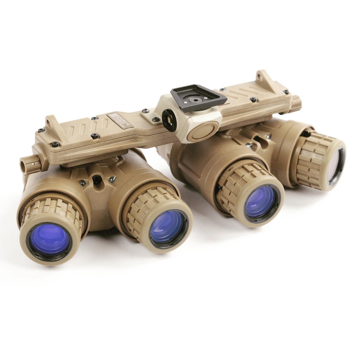 L3Harris GPNVG-18 night vision goggles with four unfilmed white phosphor tubes and panoramic lens layout

Front view of L3 GPNVG-18 panoramic night vision system showing 4-tube configuration and wide FOV design