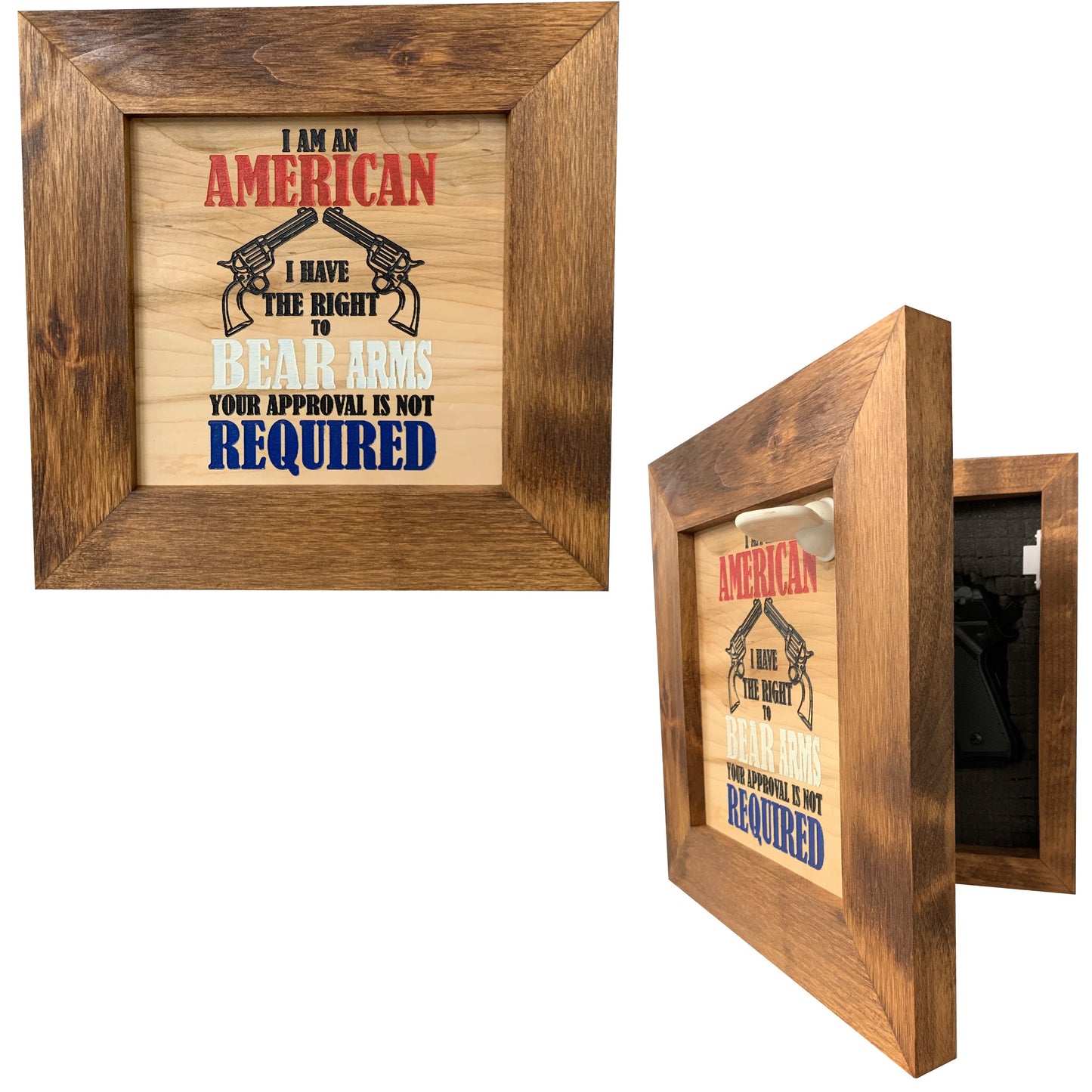 Patriotic 2nd Amendment I Have The Right To Bear Arms Hidden Gun Storage Firearm Concealment Wall Decor