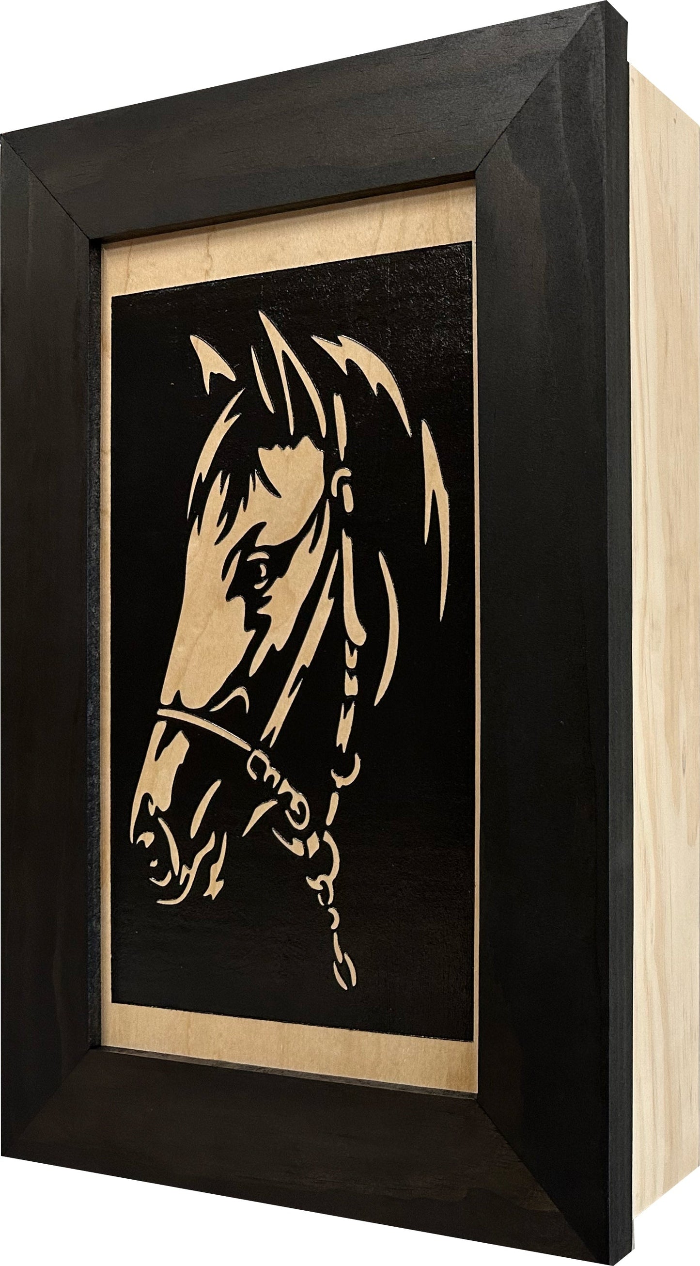 Hidden Gun Safe Black Horse Wall Art Decoration - Secure Gun Cabinet by Bellewood Designs