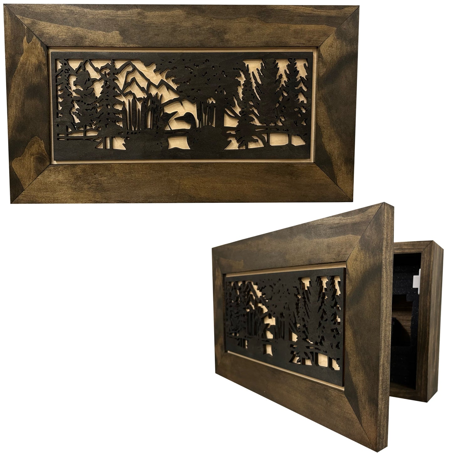 Wood Gun Cabinet Ducks On A Pond Wall Decoration - Hidden Gun Safe To Securely Store Your Gun In Plain Sight by Bellewood Designs