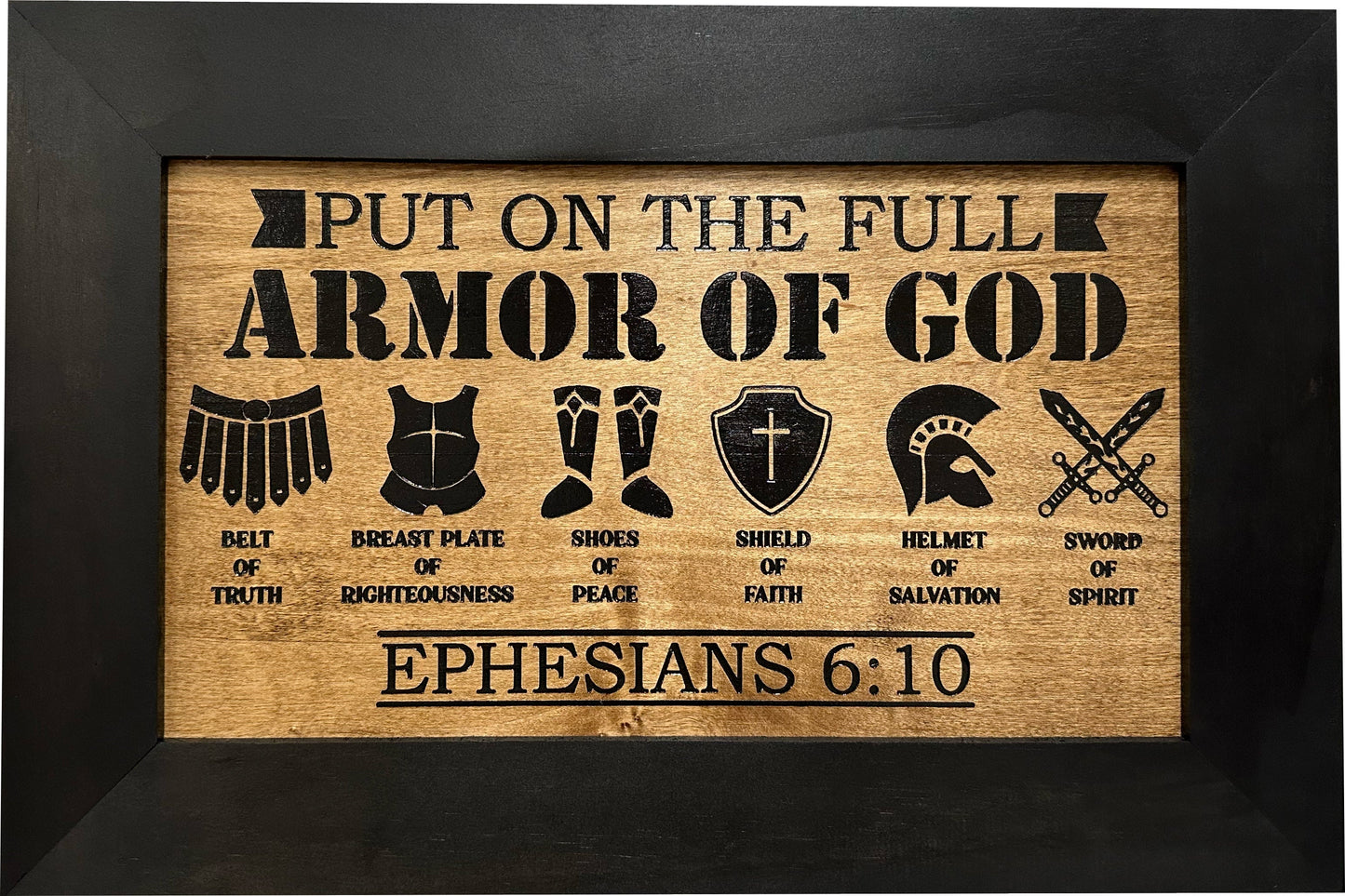 Hidden Gun Cabinet Put On The Full Armor Of God, Secure Concealed Ephesians 6:10 Gun Safe by Bellewood Designs