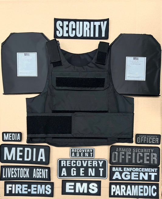Professional First Responder VEST COMBO PACKAGE LEVEL IIIA (2) 10x12 Front/Back Plates and Patch