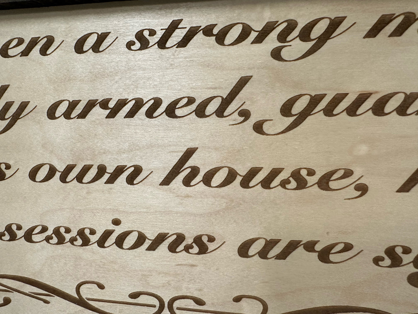 Wood Gun Cabinet Bible Verse Luke 11:21 Wall Decoration - Hidden Gun Safe To Securely Store Your Gun In Plain Sight by Bellewood Designs