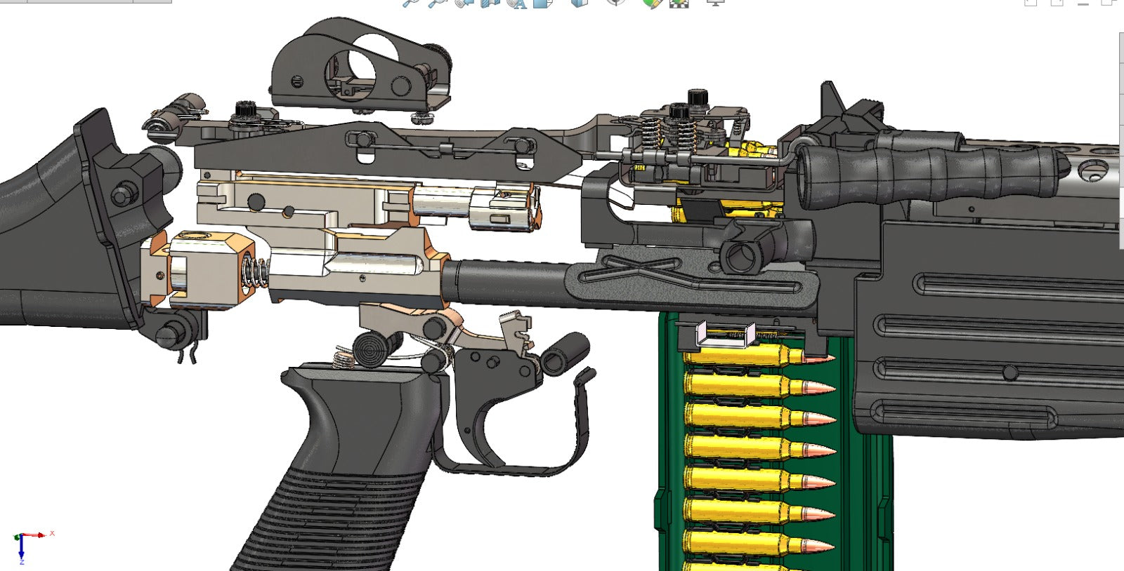 M249 SAW 2D 3D LMG US ARMY Files Blue Print