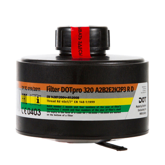 MIRA Safety DotPro 320 40mm gas mask filter for multi-gas protection

