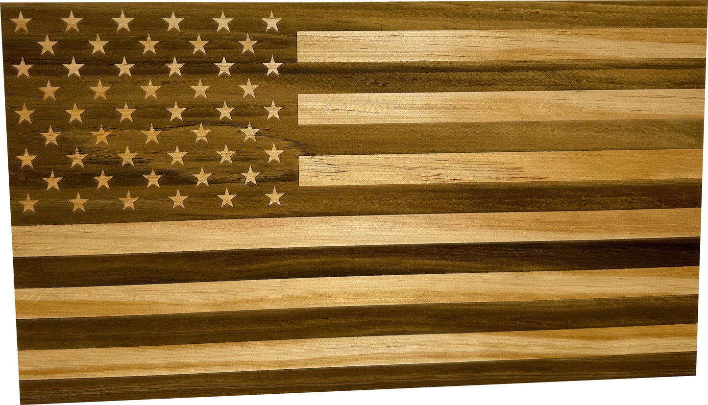 American Flag Decorative & Secure Wall-Mounted Gun Cabinet (Natural)