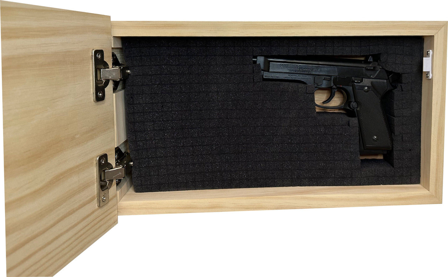 American Flag Decorative & Secure Wall-Mounted Gun Cabinet (Natural)