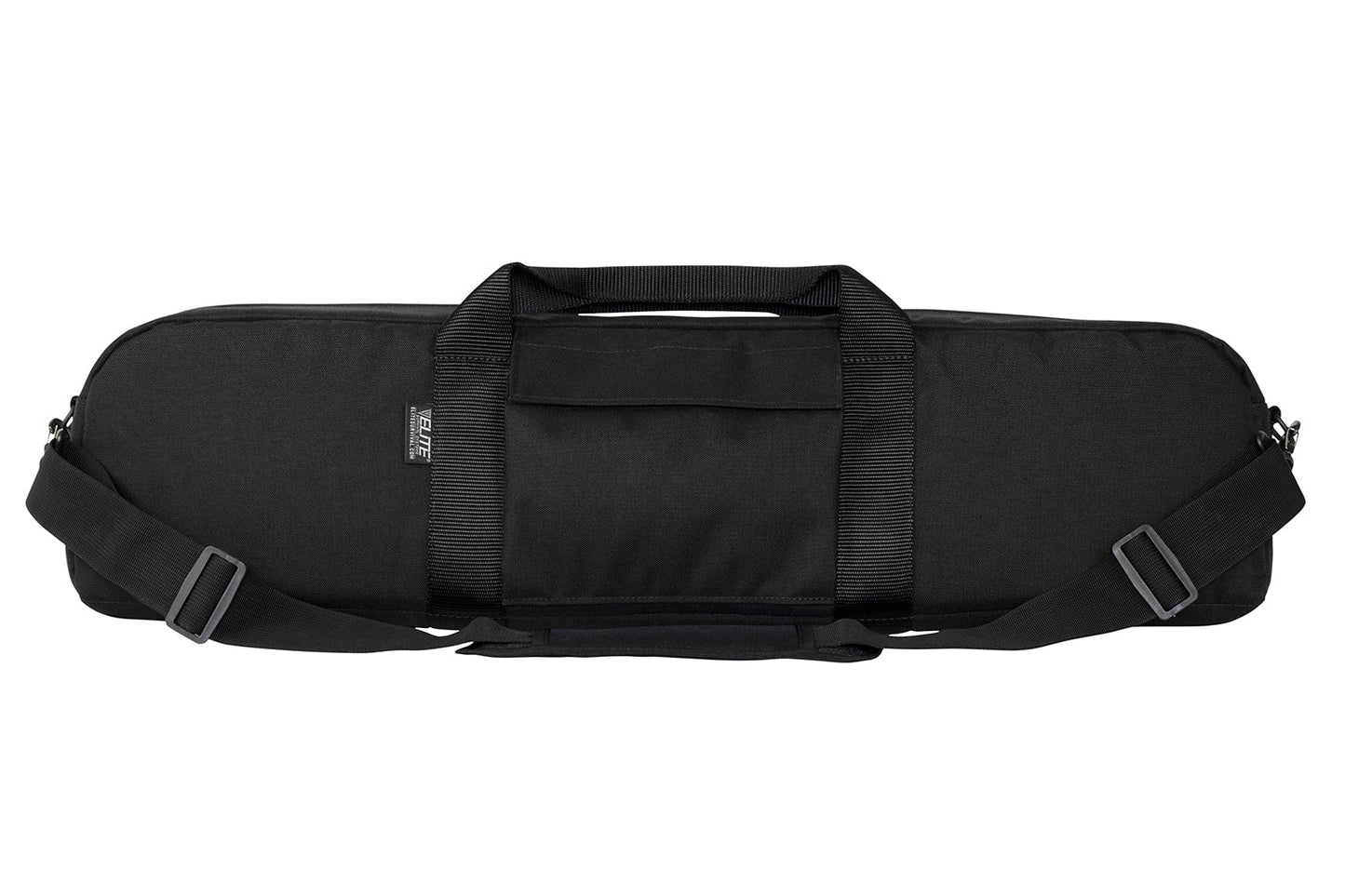 Front view of pistol grip shotgun soft case with accessory pocket
