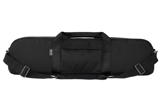 Front view of pistol grip shotgun soft case with accessory pocket
