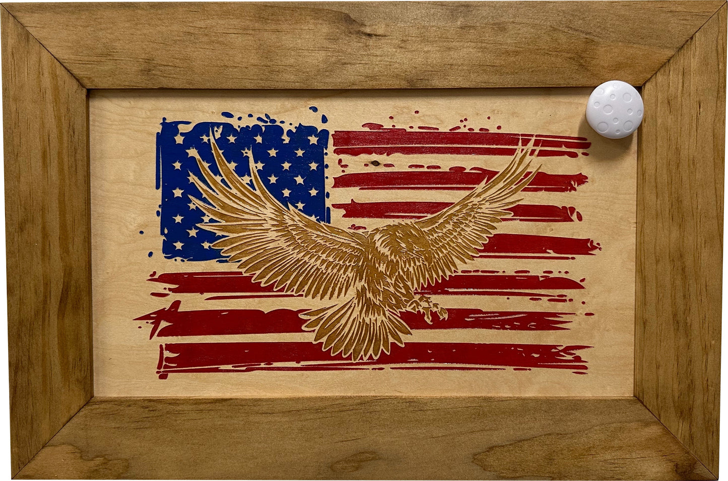 Bald Eagle & American Flag Patriotic Decorative Wall-Mounted Secure Gun Cabinet