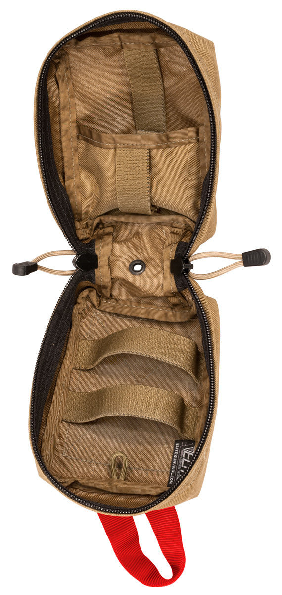 Open view showing interior elastic tie-downs and pocket