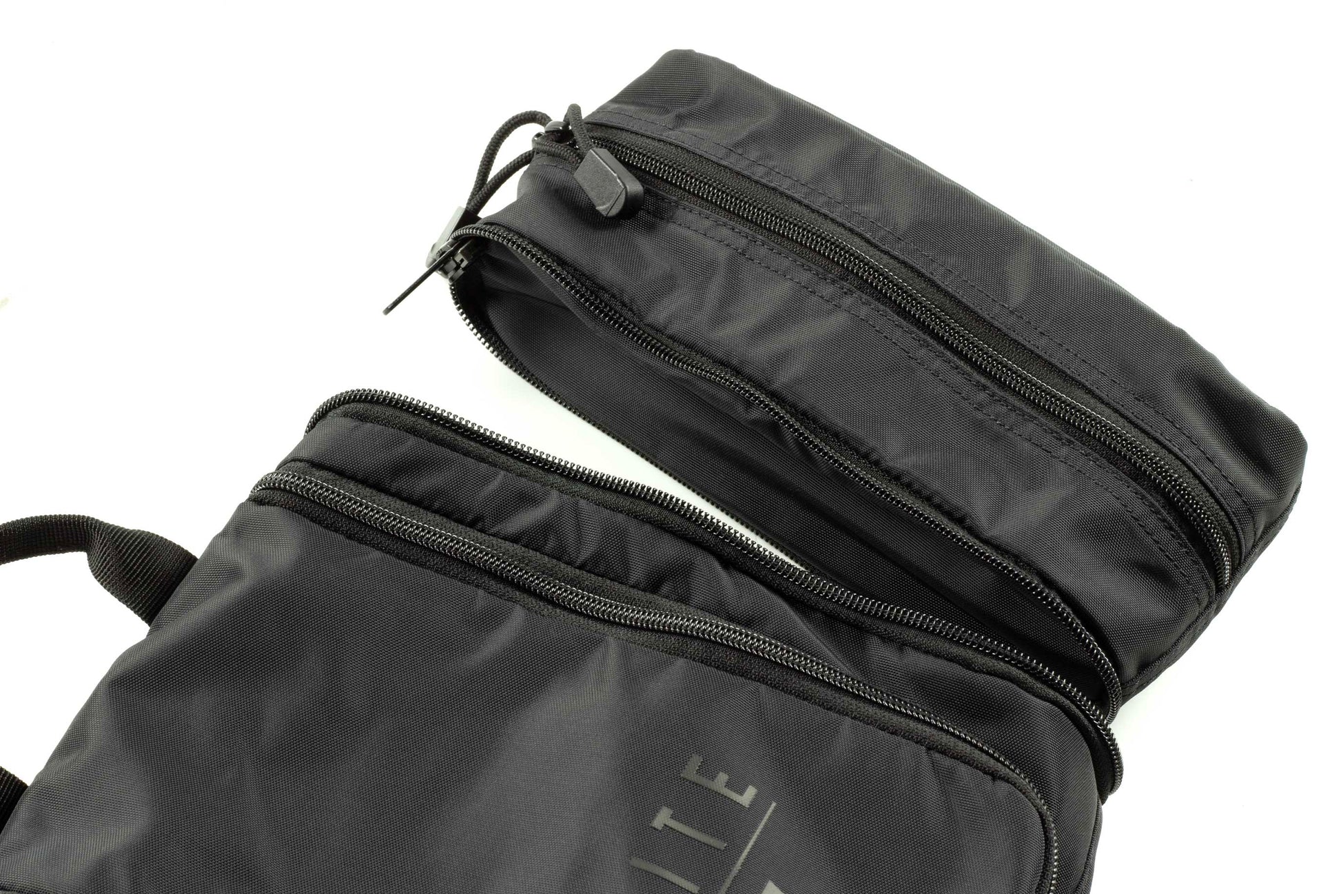 Black travel toiletry bag made from 420D nylon with YKK zippers
