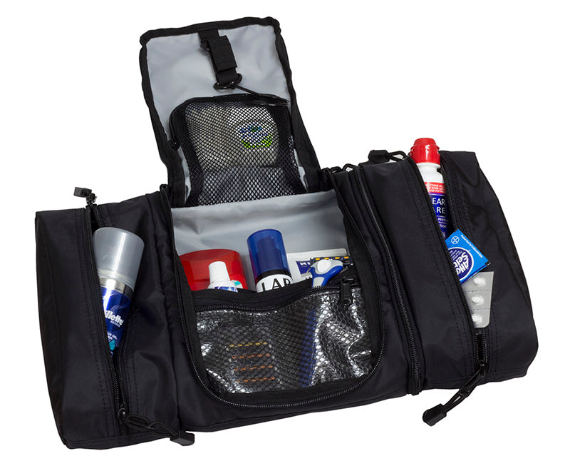 Travel Prone™ Toiletry Kit in black with slim design