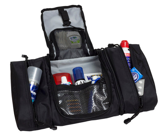 Travel Prone™ Toiletry Kit in black with slim design