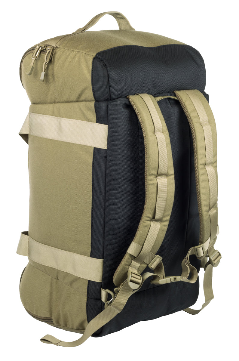 Coyote Tan tactical duffel bag with backpack straps