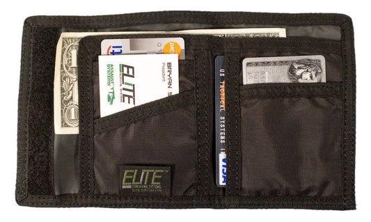 Tri-Fold ID Wallet in black with exterior ID window

