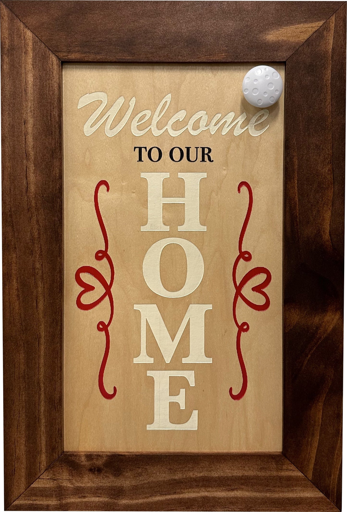 Wood Secure Gun Safe Welcome to our Home Wall Decor (Red Oak)