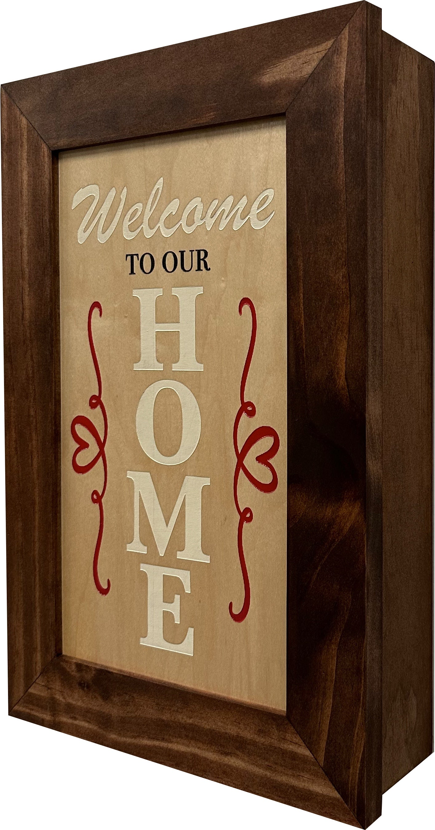 Wood Secure Gun Safe Welcome to our Home Wall Decor (Red Oak)