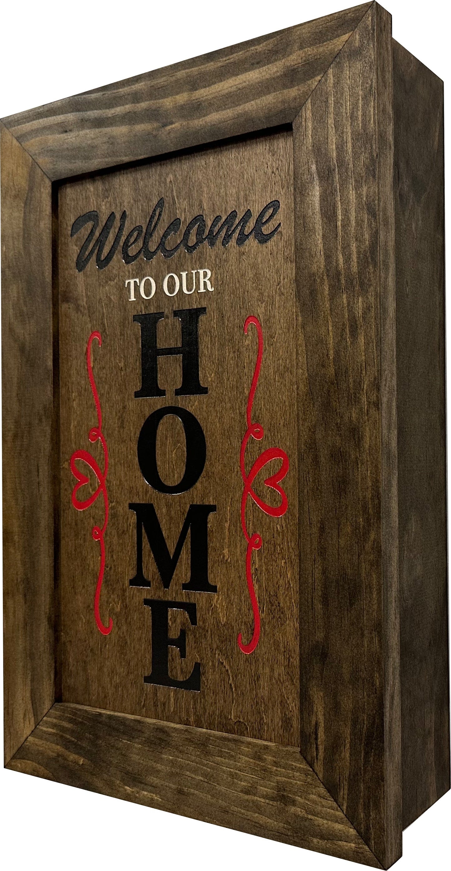 Wooden Secure Gun Safe Welcome to our Home Wall Decor (Jacobean)